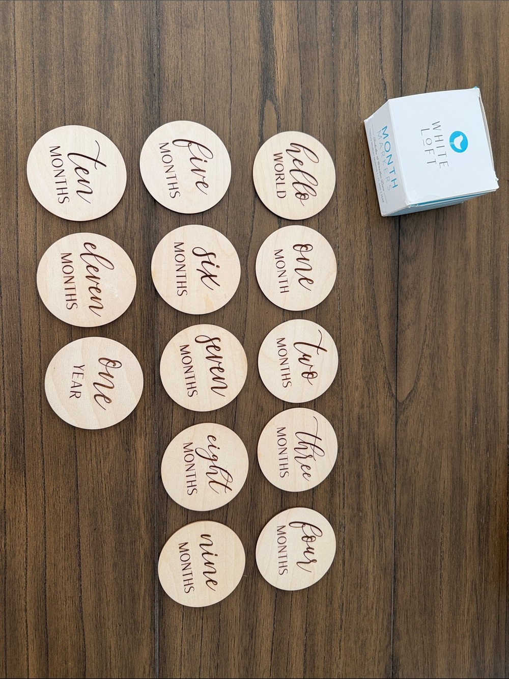 Whiteloft Wooden Baby Milestone Discs - Natural Wood